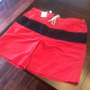 Lands’ End Men’s XL Bathing Suit  red and navy